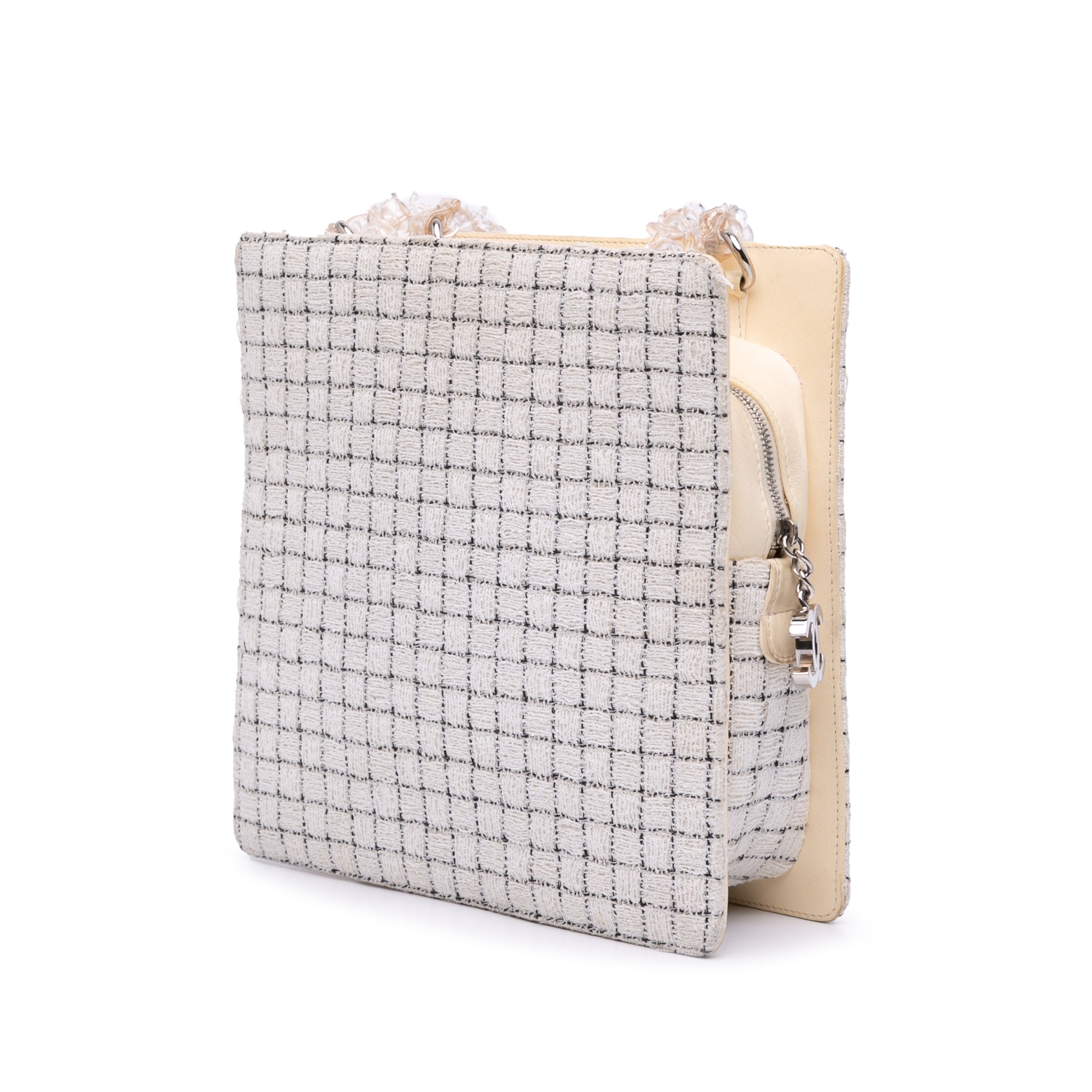 Small Tweed and Resin Zipped Shopping Bag