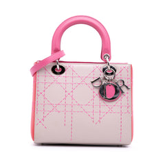 Medium Tricolor Lambskin Macrocannage Stitched Lady Dior
