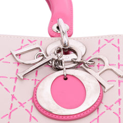 Medium Tricolor Lambskin Macrocannage Stitched Lady Dior