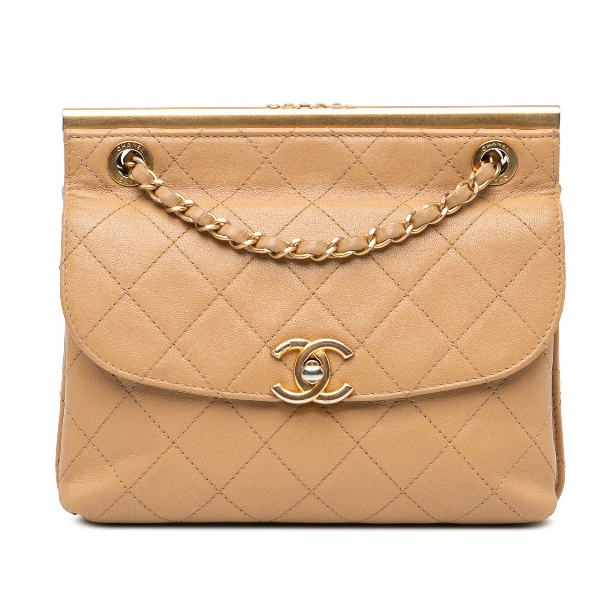 Quilted Lambskin CC Logo Bar Shoulder Bag