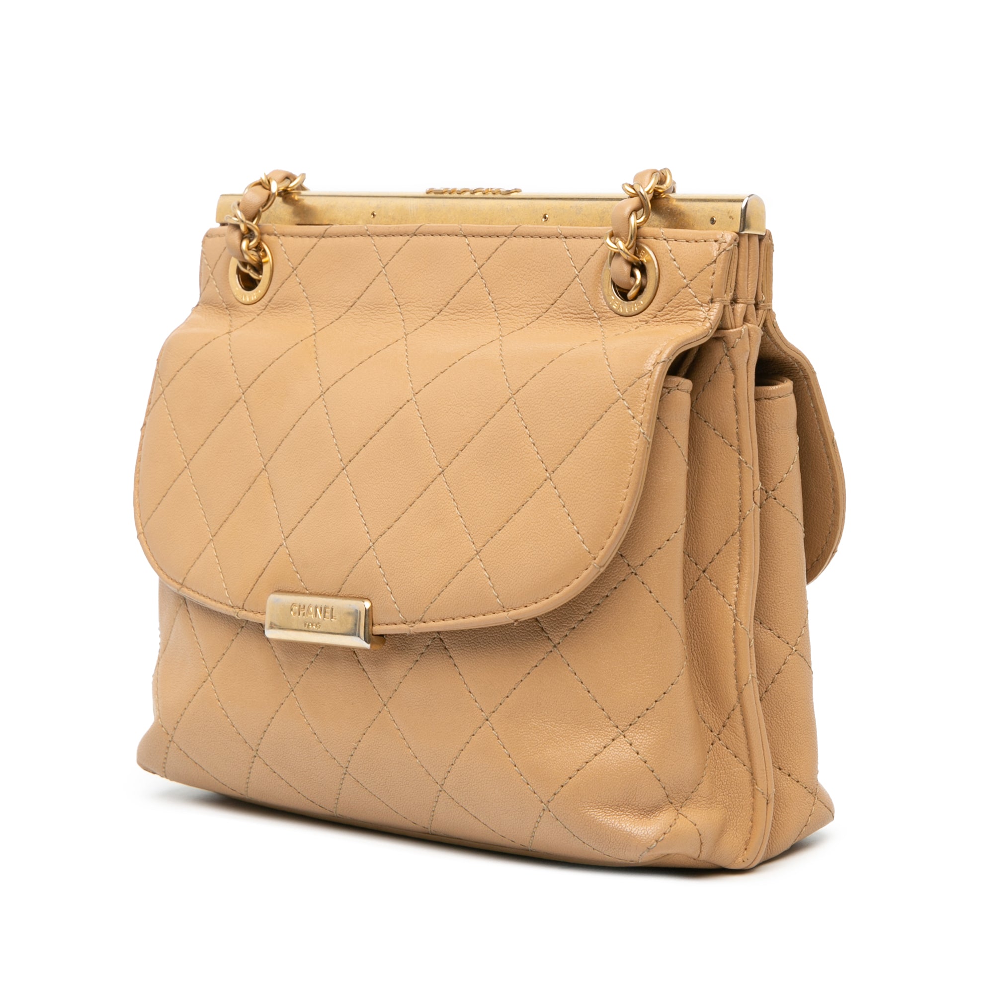 Quilted Lambskin CC Logo Bar Shoulder Bag