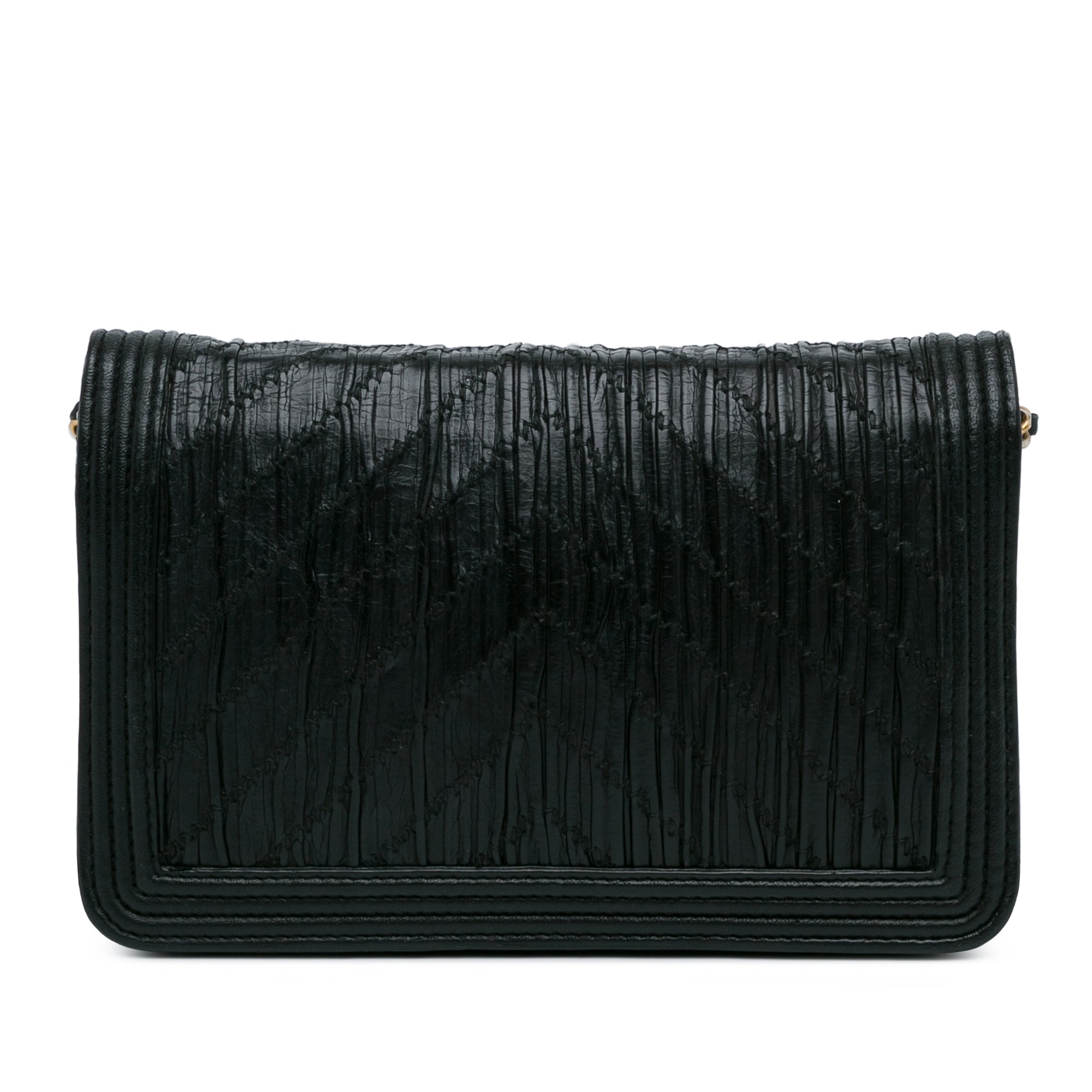 Pleated Crumpled Chevron Le Boy Wallet On Chain