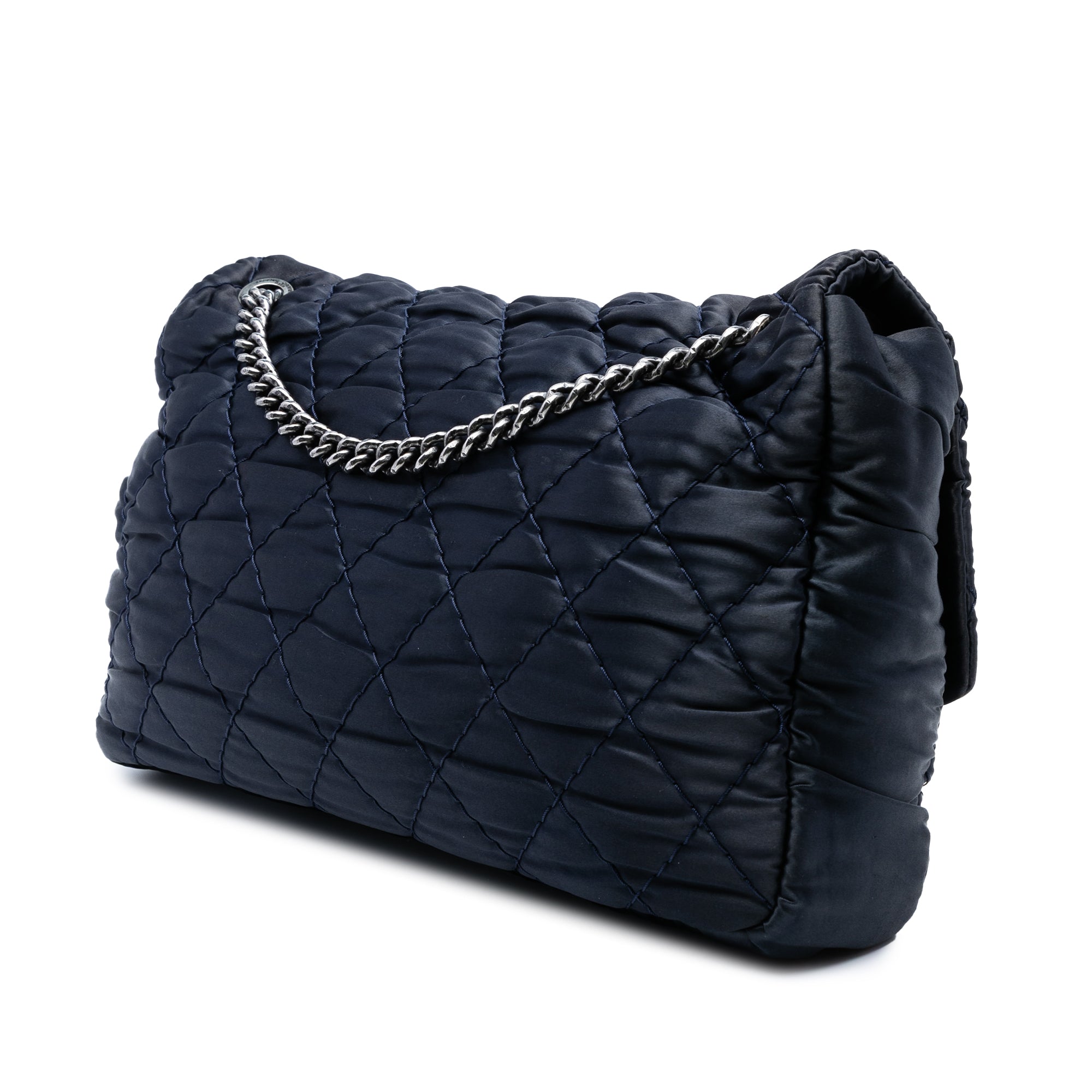 Extra Large CC Quilted Satin Single Flap