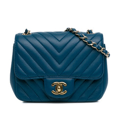 Mini Square Classic Chevron Lambskin Single Flap