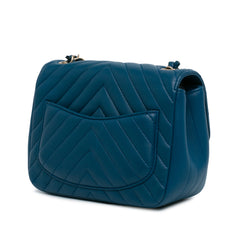 Mini Square Classic Chevron Lambskin Single Flap