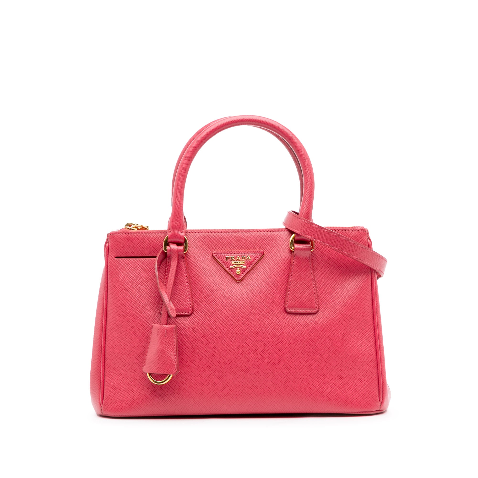 Small Saffiano Lux Galleria Double Zip Satchel