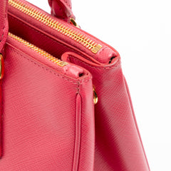 Small Saffiano Lux Galleria Double Zip Satchel