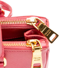 Small Saffiano Lux Galleria Double Zip Satchel