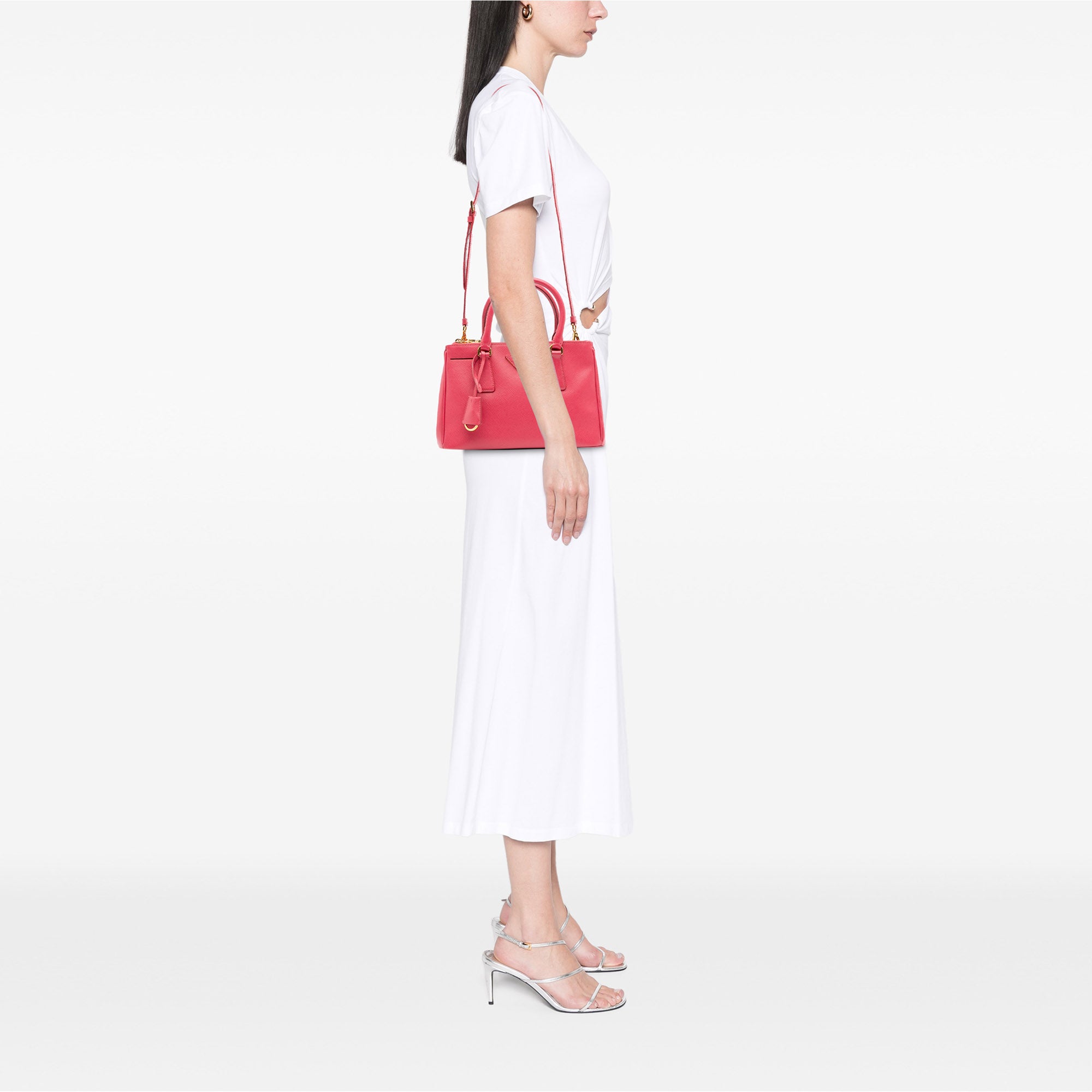 Small Saffiano Lux Galleria Double Zip Satchel