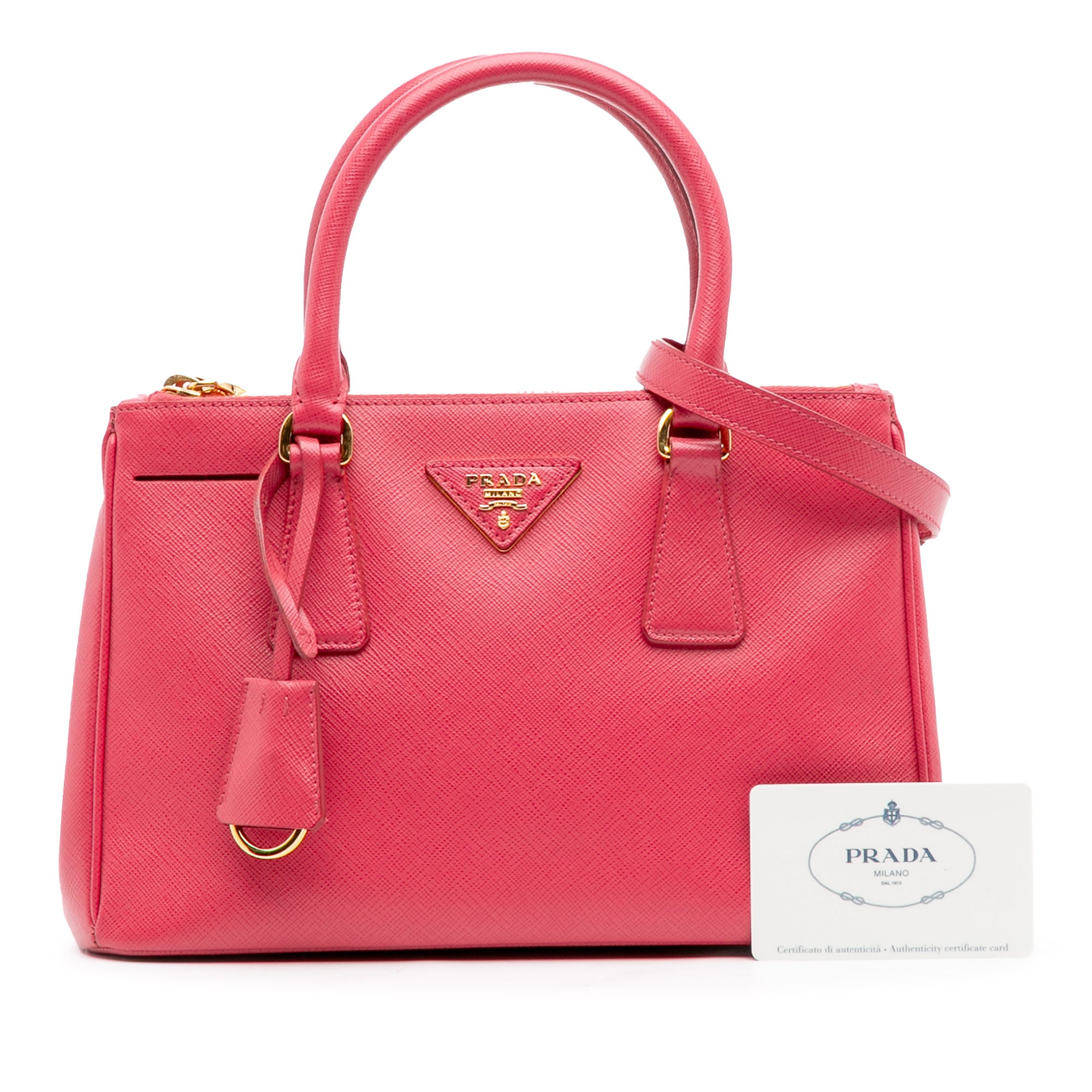 Small Saffiano Lux Galleria Double Zip Satchel