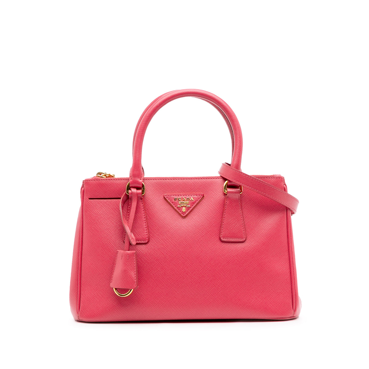Small Saffiano Lux Galleria Double Zip Satchel