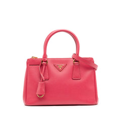 Small Saffiano Lux Galleria Double Zip Satchel