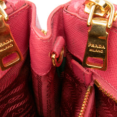Small Saffiano Lux Galleria Double Zip Satchel
