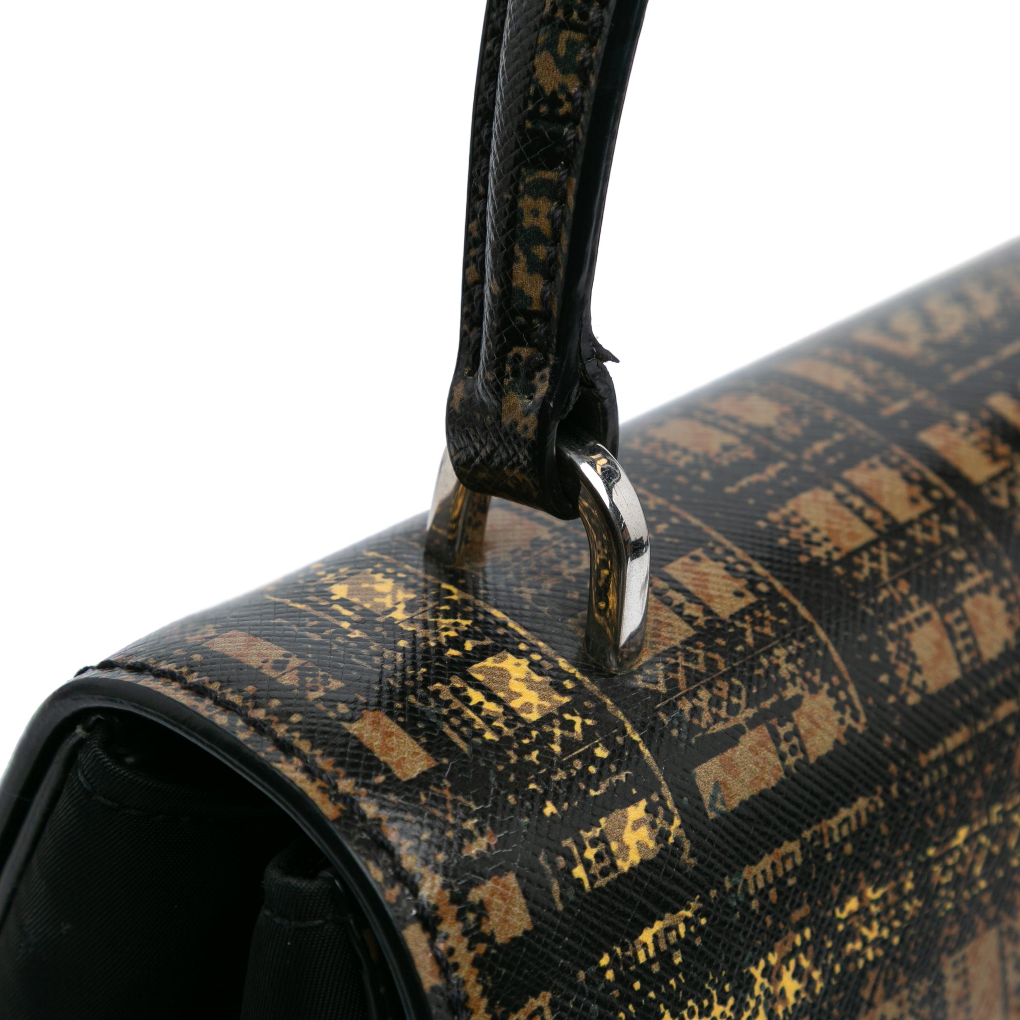 Tartan Saffiano Trimmed Tessuto Satchel