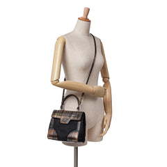 Tartan Saffiano Trimmed Tessuto Satchel