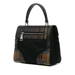 Tartan Saffiano Trimmed Tessuto Satchel