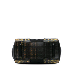 Tartan Saffiano Trimmed Tessuto Satchel