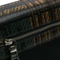 Tartan Saffiano Trimmed Tessuto Satchel