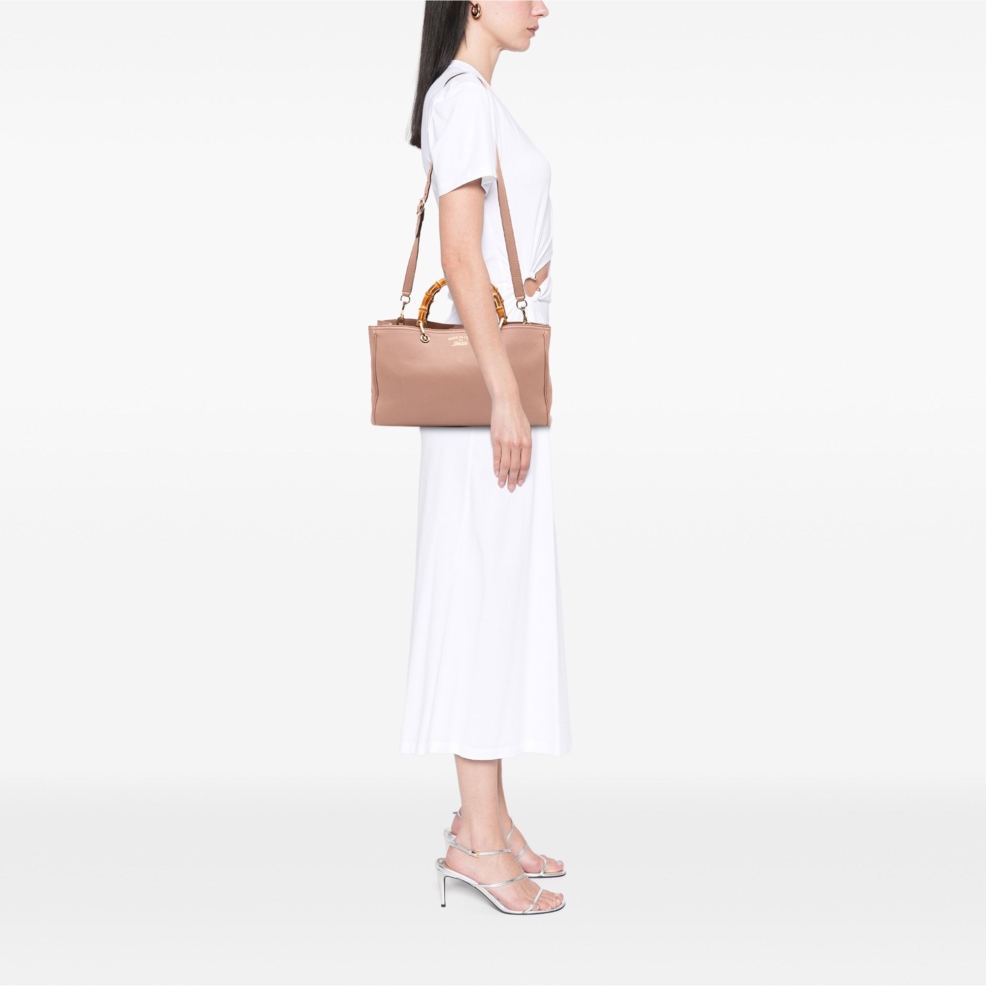 Medium Calfskin Bamboo Shopper Satchel