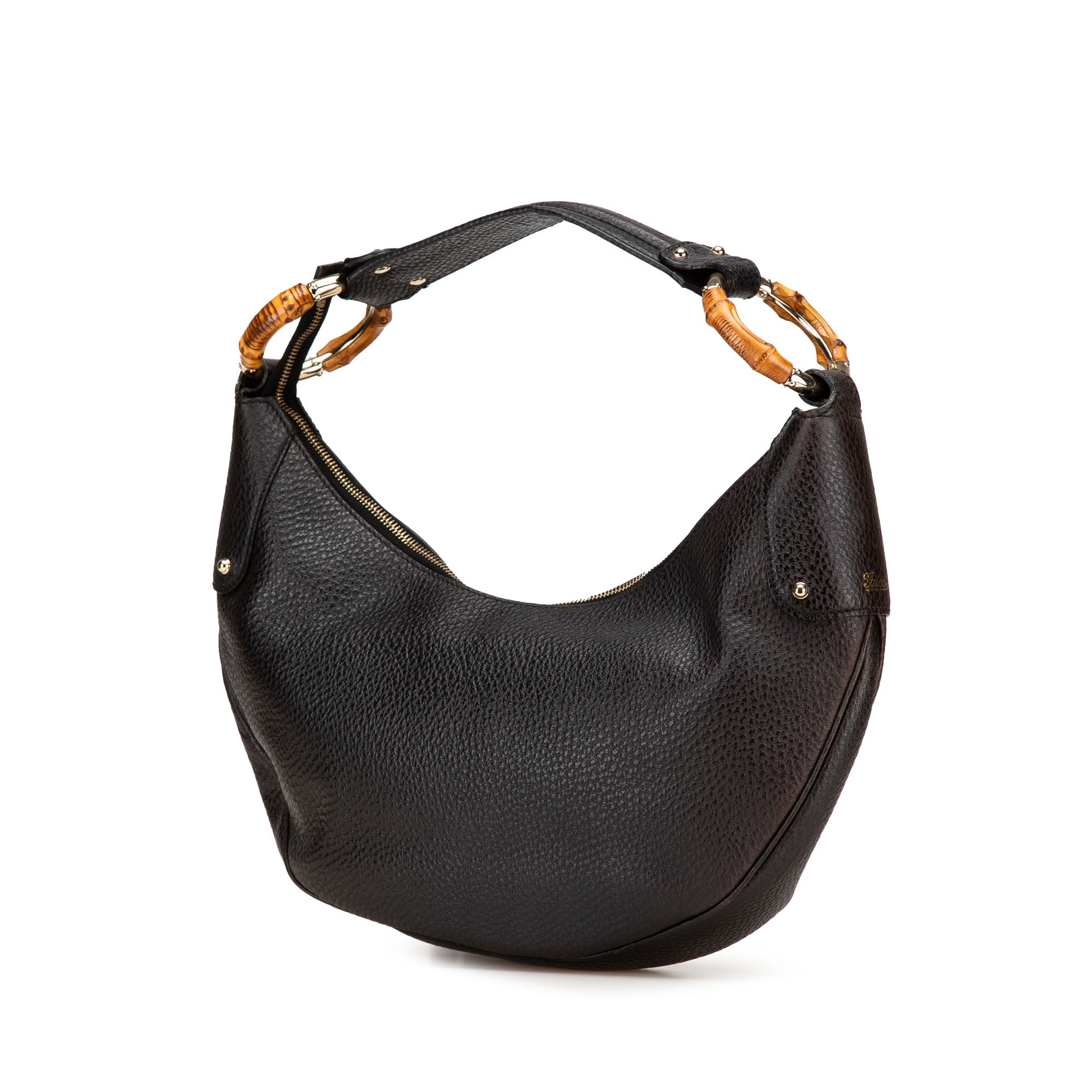 Pebbled Calfskin Bamboo Ring Hobo