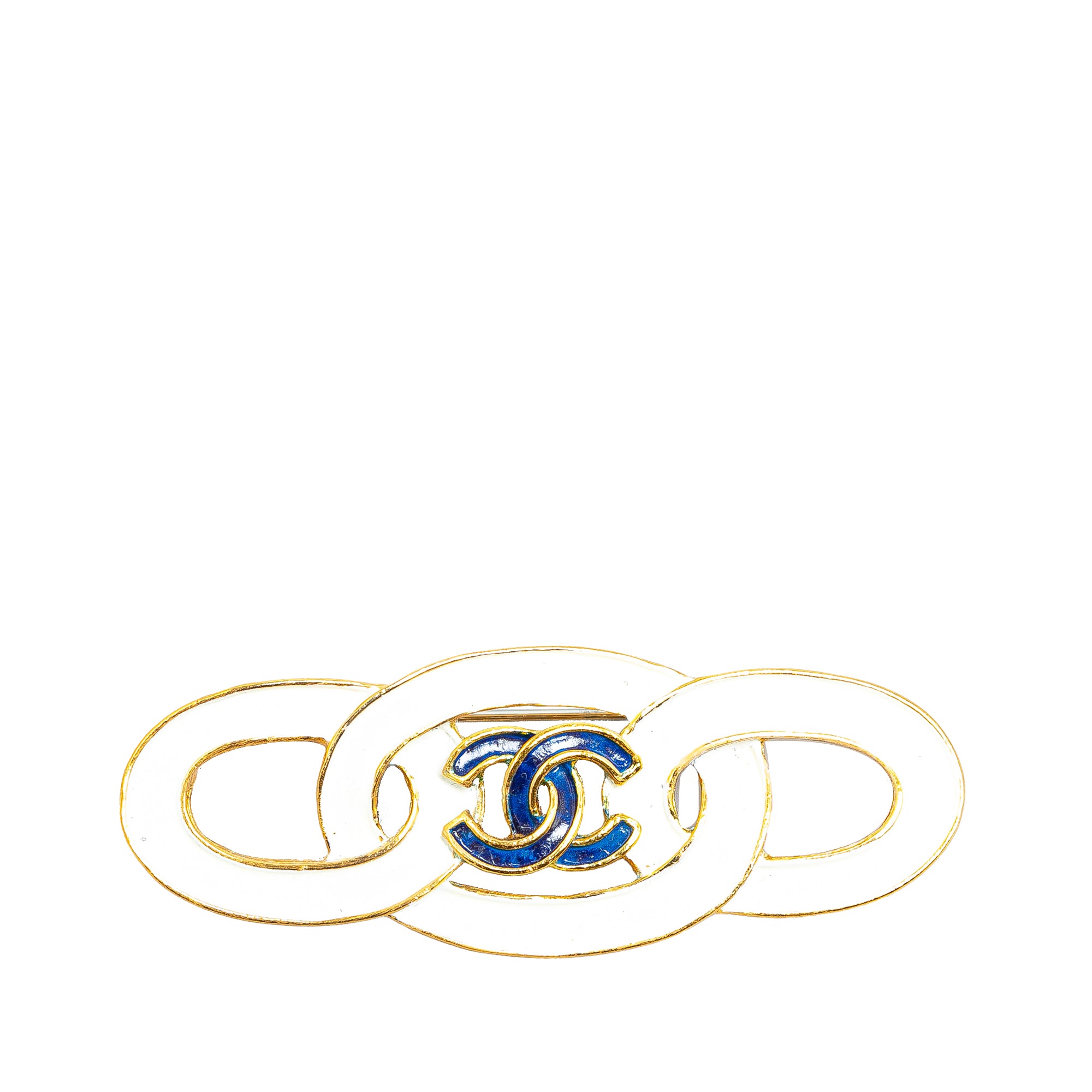 Gold Plated Enamel CC Brooch