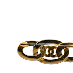 Gold Plated Enamel CC Brooch