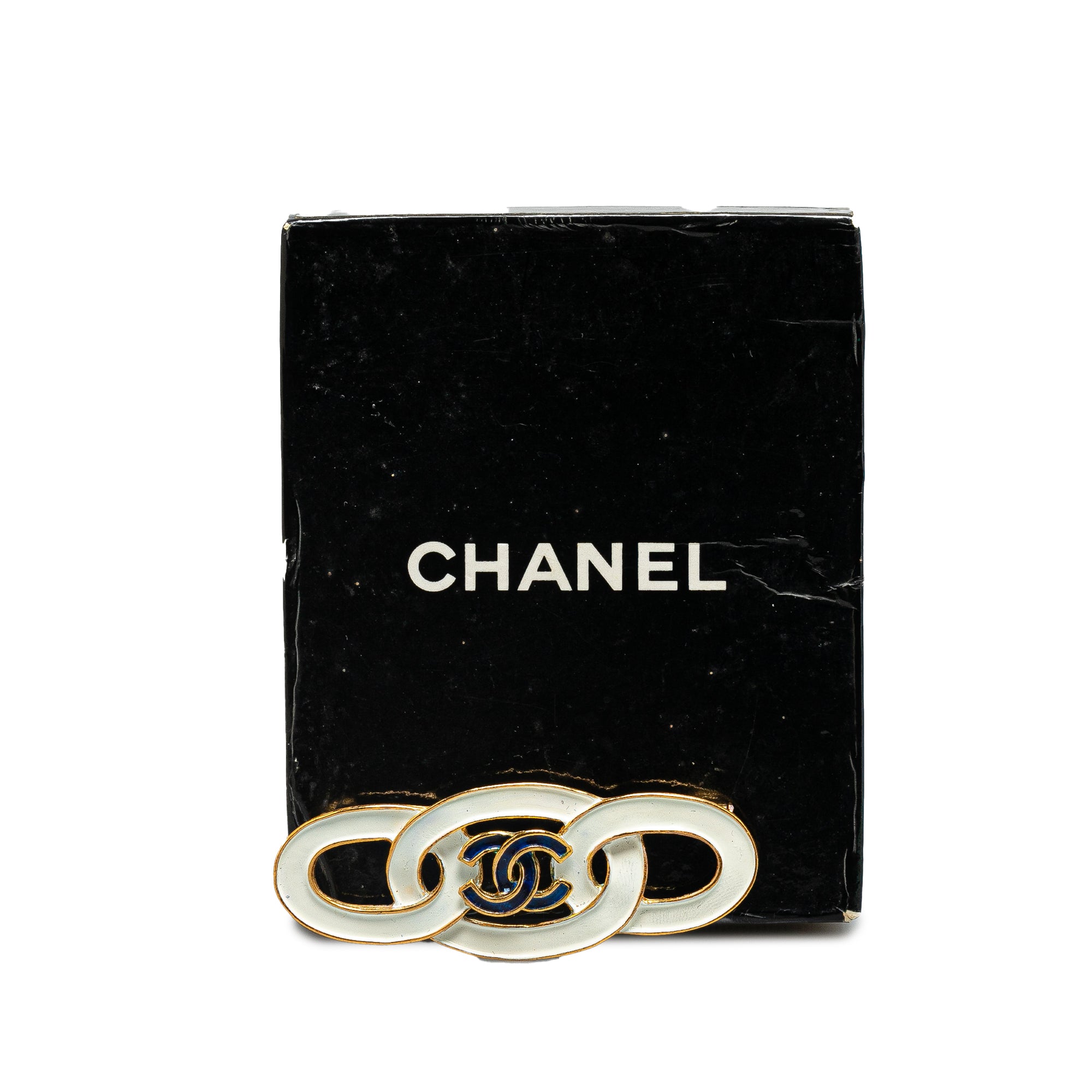 Gold Plated Enamel CC Brooch