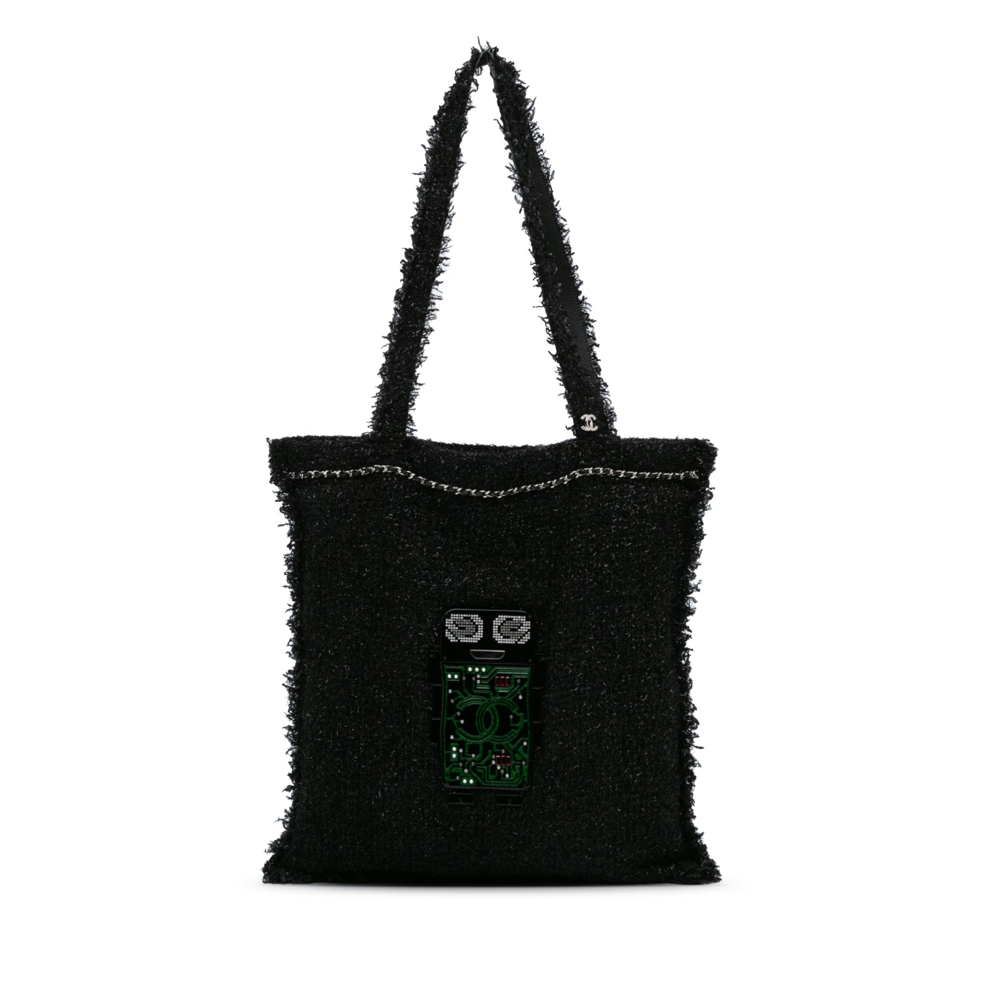 Large Resin Embellished Tweed Robot Shopping Tote