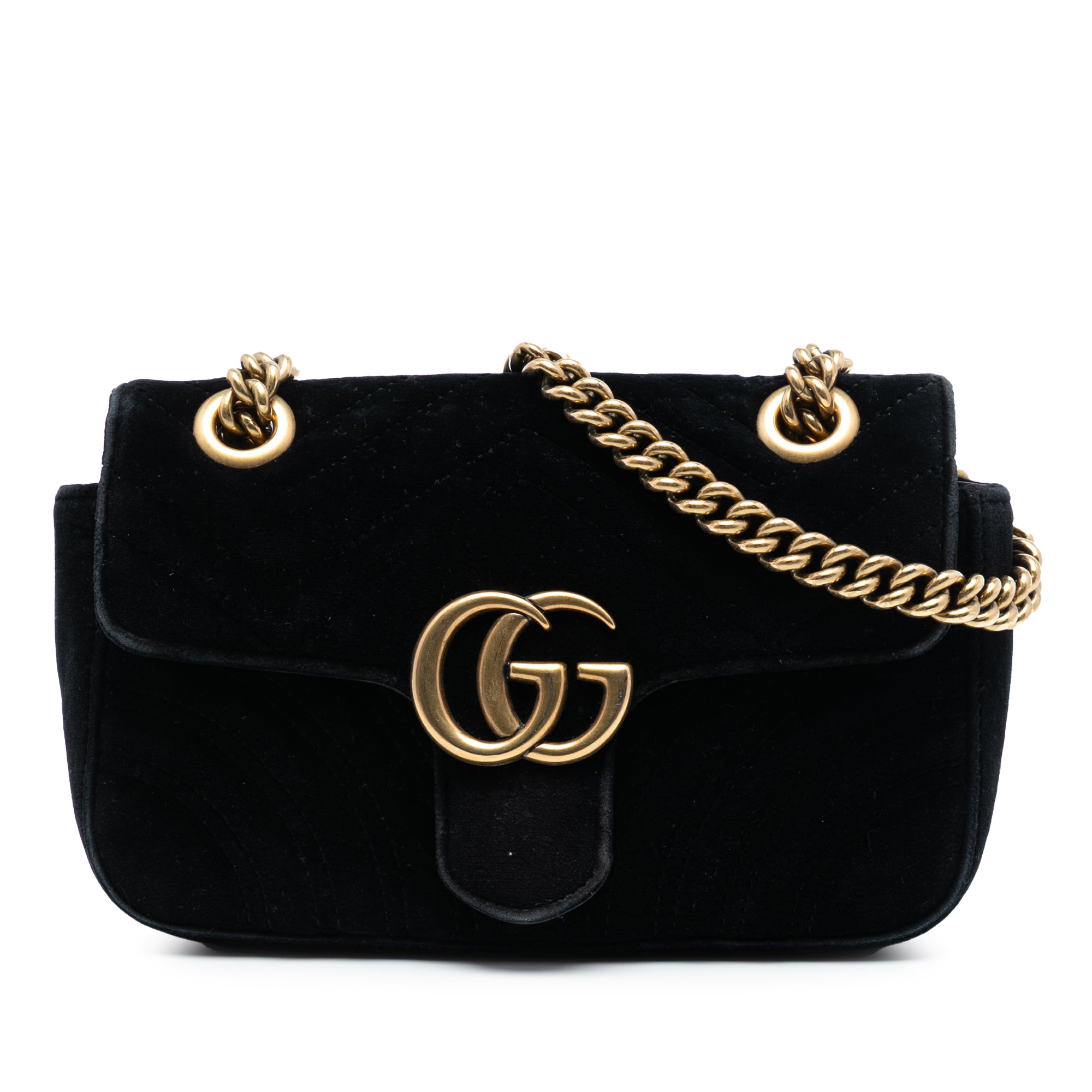Small GG Marmont Matelasse Velvet Shoulder Bag