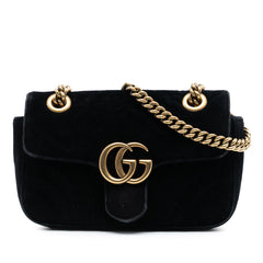 Small GG Marmont Matelasse Velvet Shoulder Bag
