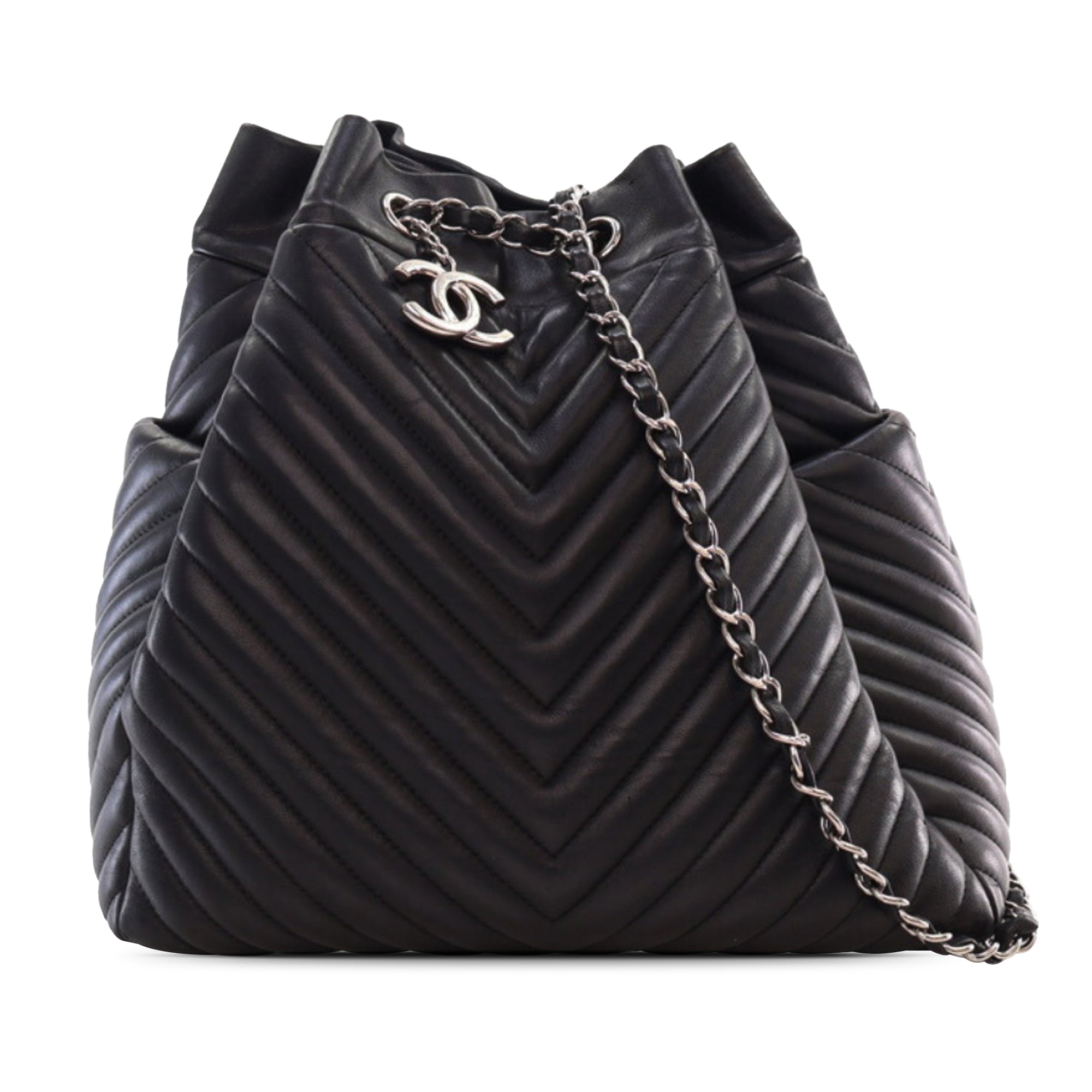 Chevron Calfskin Urban Spirit Bucket Bag