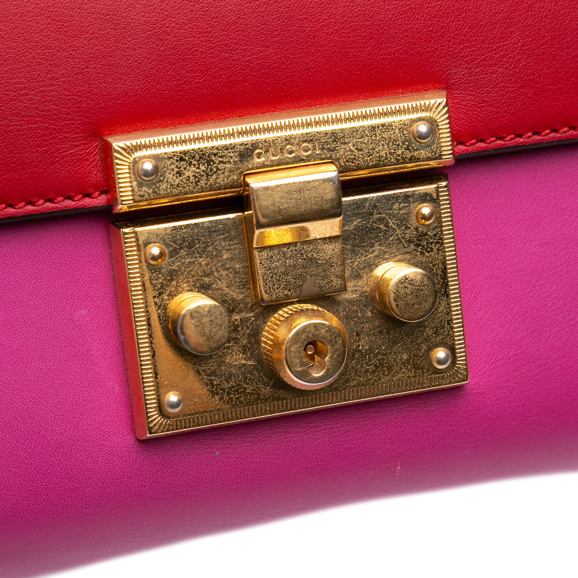 Medium Bicolor Leather Padlock Shoulder Bag