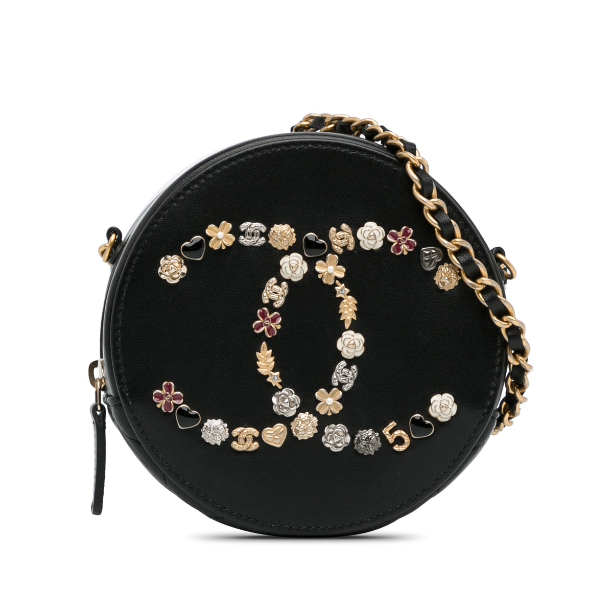 CC Lambskin Lucky Charms Round Clutch With Chain_0