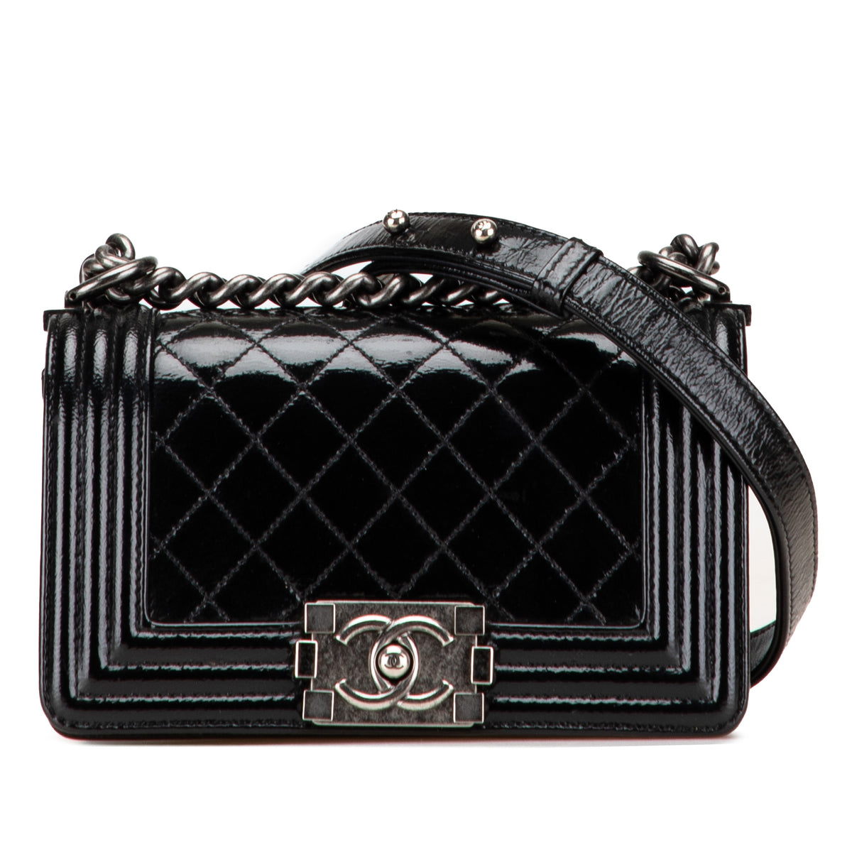 Small Quilted Patent Boy Flap