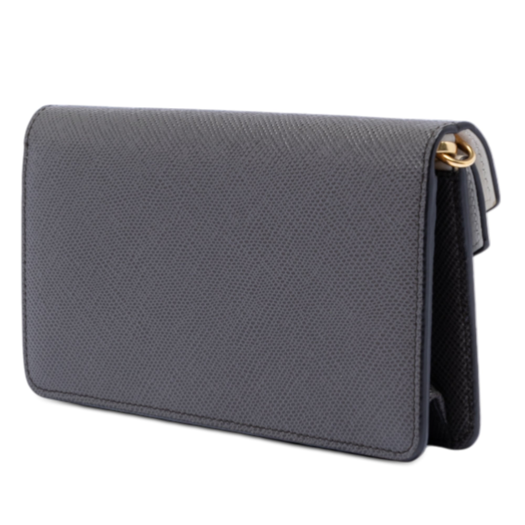 Bicolor Saffiano Lux Envelope Double Flap Wallet on Chain