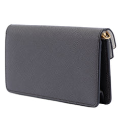 Bicolor Saffiano Lux Envelope Double Flap Wallet on Chain