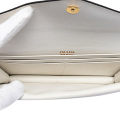 Bicolor Saffiano Lux Envelope Double Flap Wallet on Chain