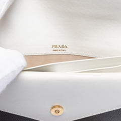 Bicolor Saffiano Lux Envelope Double Flap Wallet on Chain