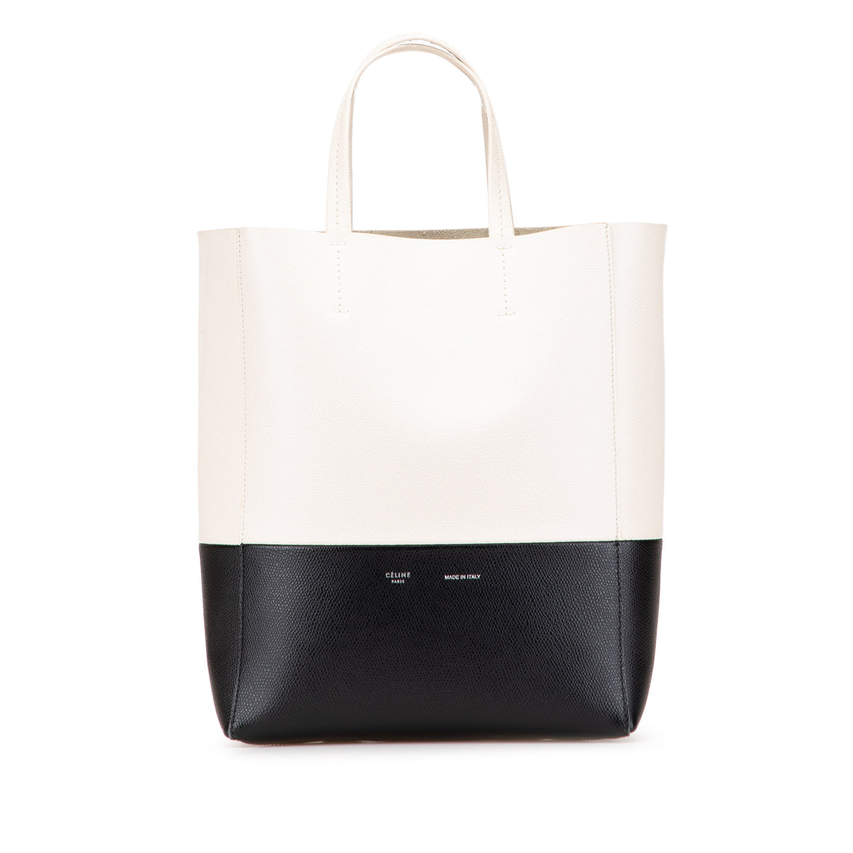 Small Bicolor Leather Vertical Cabas