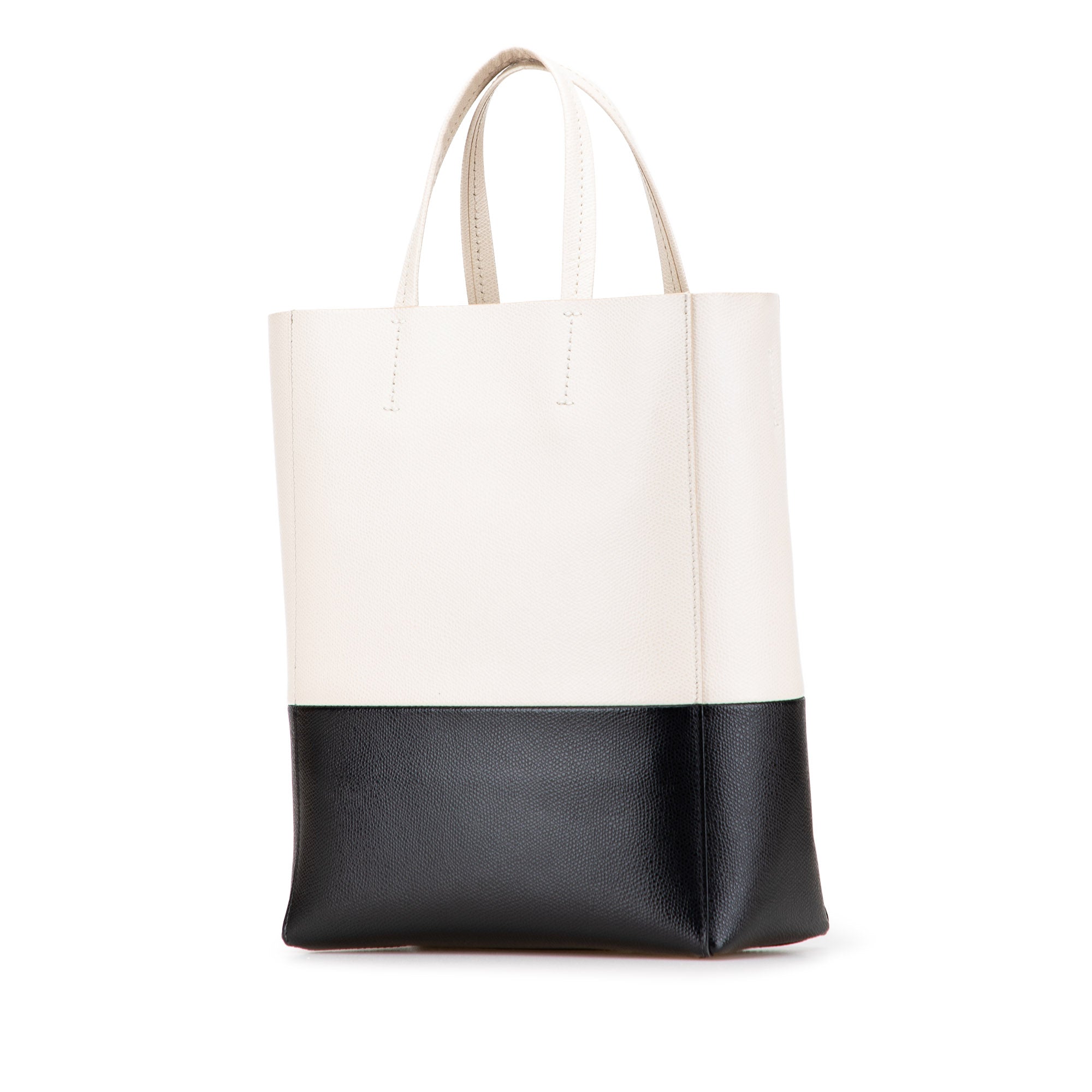 Small Bicolor Leather Vertical Cabas