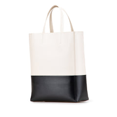 Small Bicolor Leather Vertical Cabas