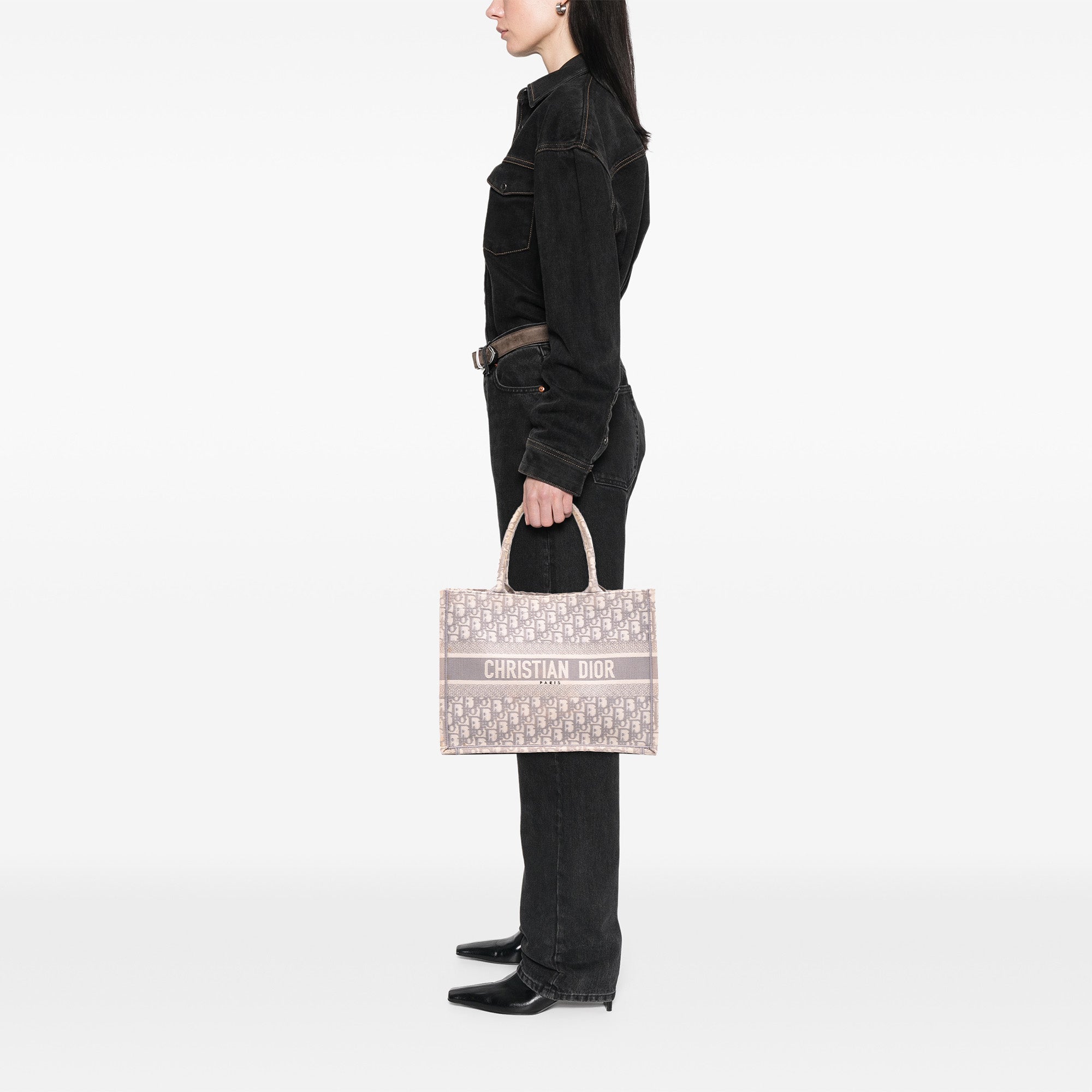 Medium Oblique Embroidered Canvas Book Tote