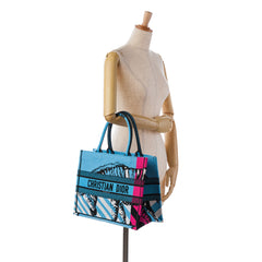 Medium Embroidered Canvas Zebra D Jungle Pop Book Tote
