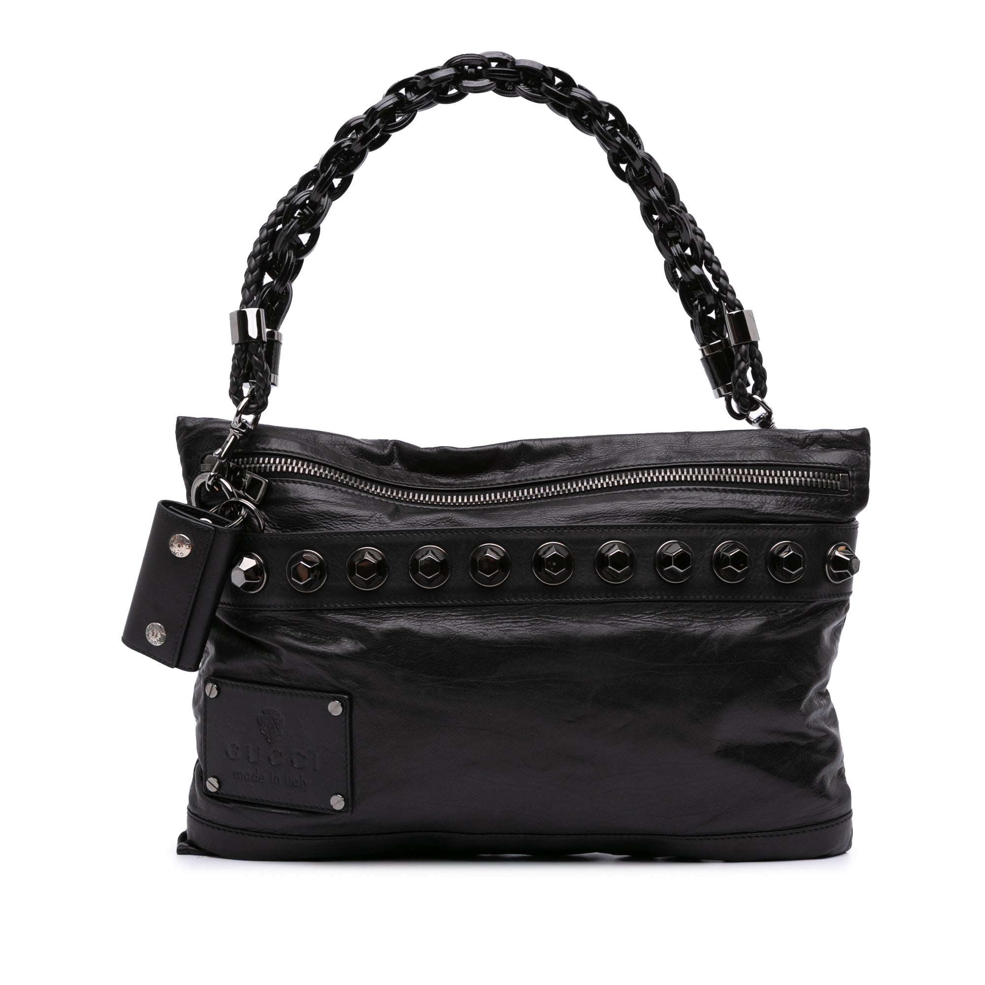 Studded Calfskin Shoulder Bag