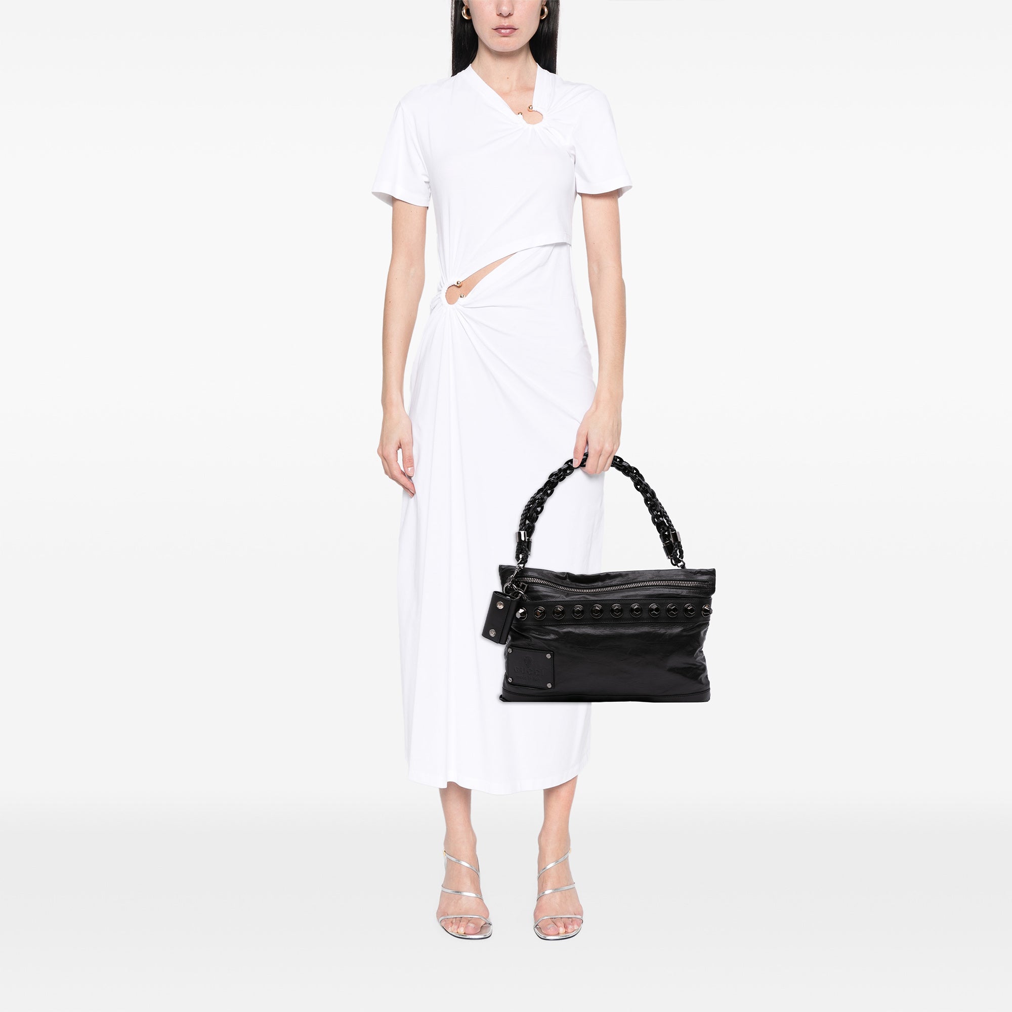 Studded Calfskin Shoulder Bag