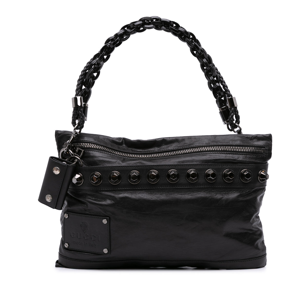 Studded Calfskin Shoulder Bag
