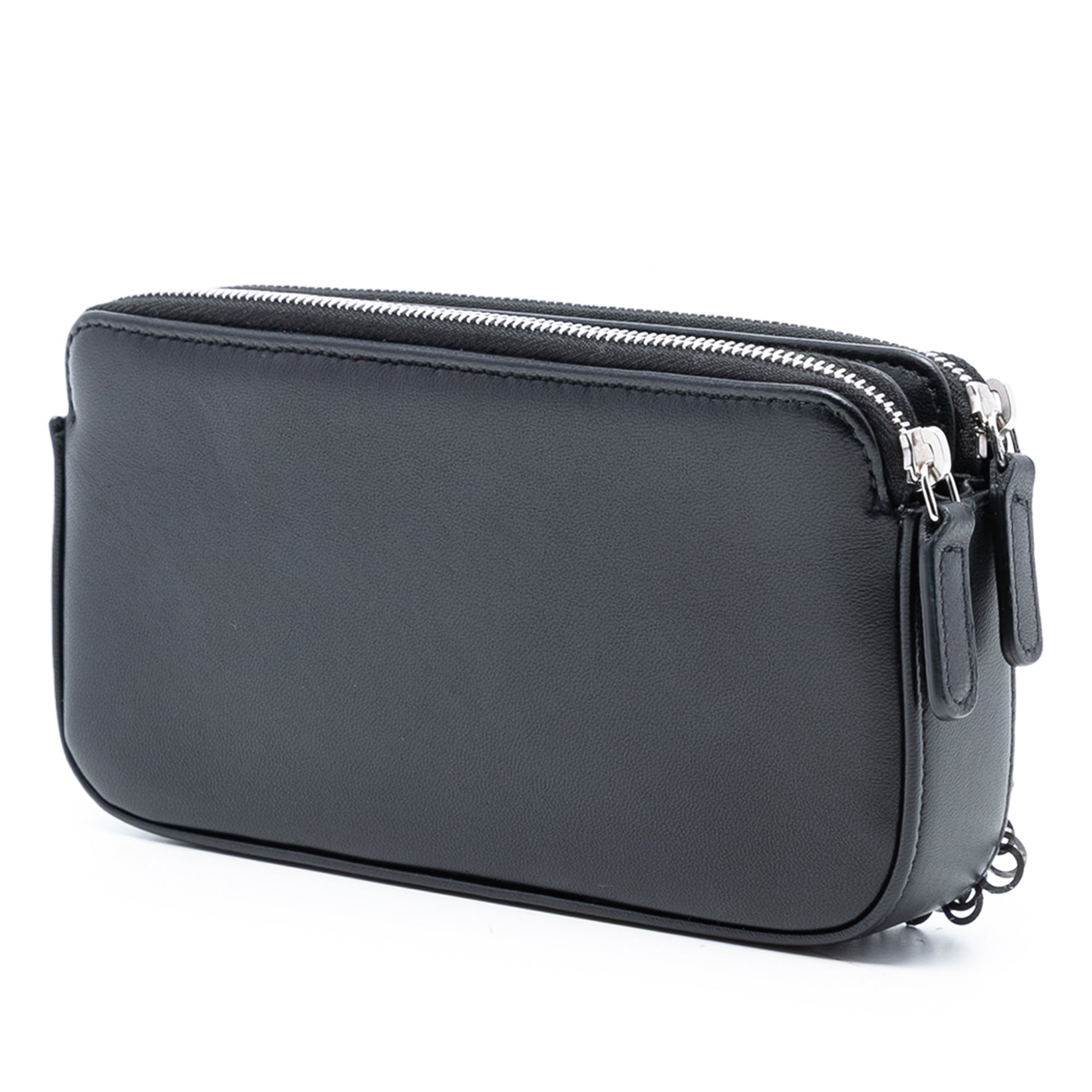 CC Calfskin and Sequin Double Zip Wallet on Chain