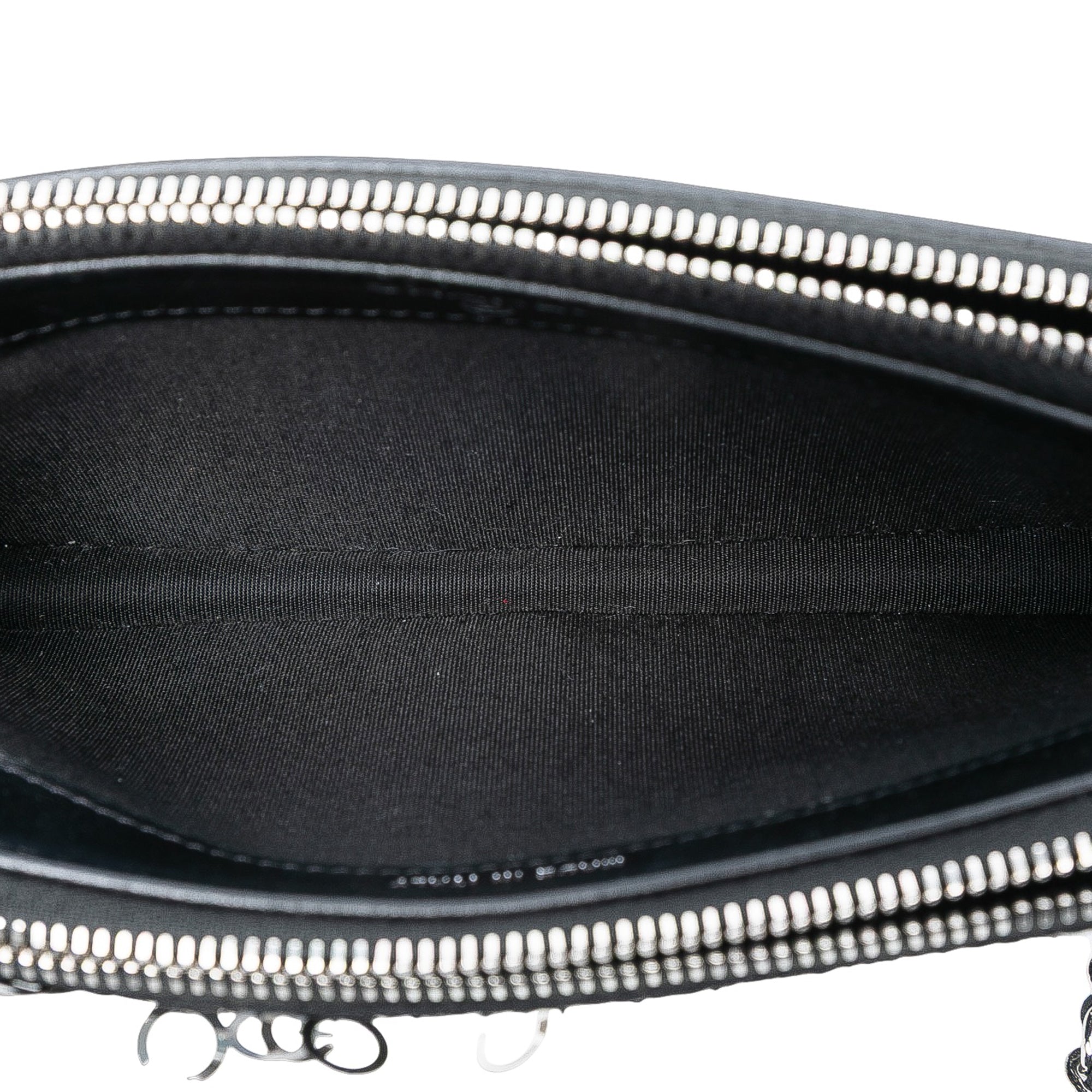 CC Calfskin and Sequin Double Zip Wallet on Chain