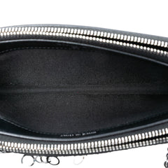 CC Calfskin and Sequin Double Zip Wallet on Chain