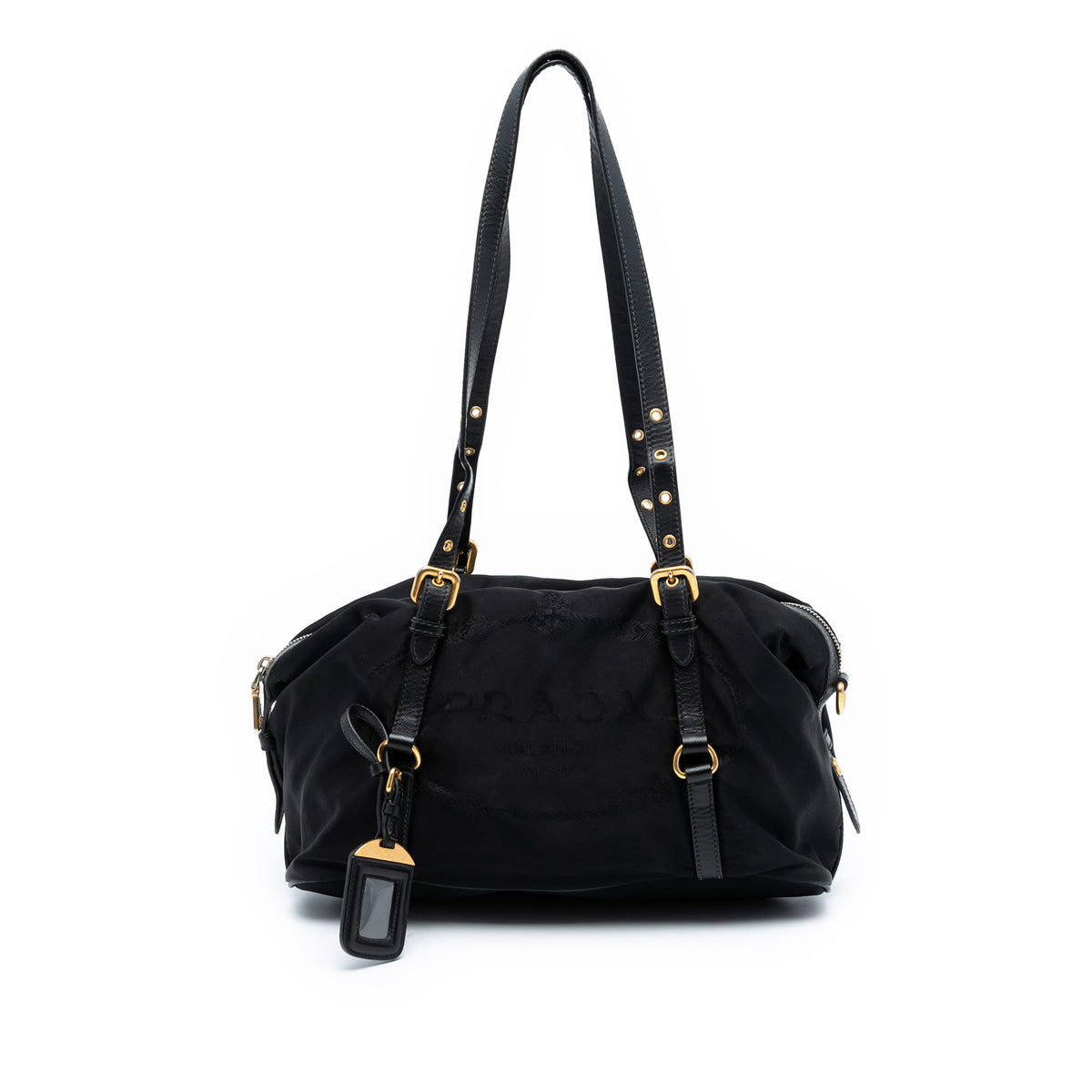 Saffiano Trimmed Tessuto Logo Satchel